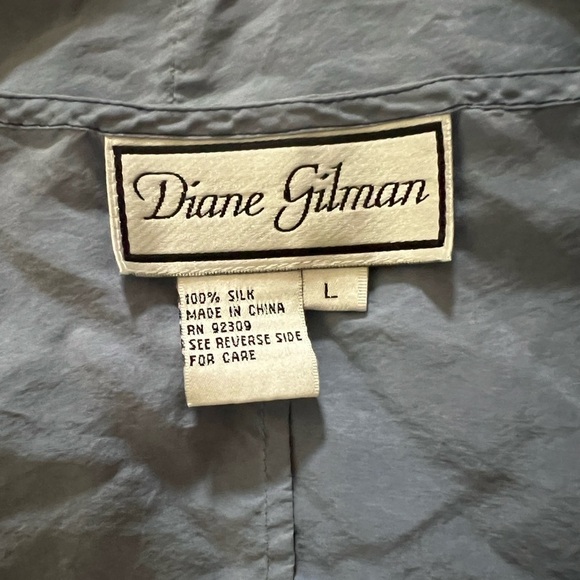 Vintage Diane Gilman 100% Silk Indigo Blue Blouse - Picture 7 of 7